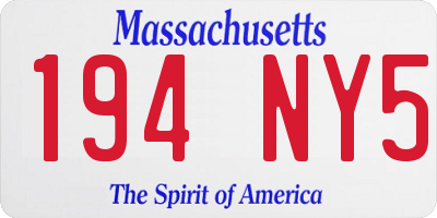MA license plate 194NY5