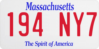 MA license plate 194NY7