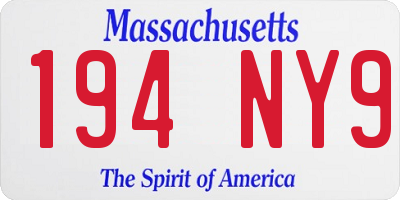 MA license plate 194NY9