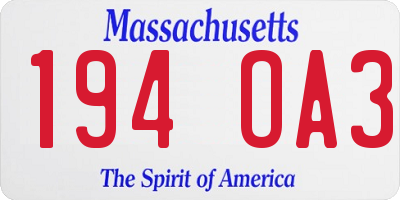 MA license plate 194OA3