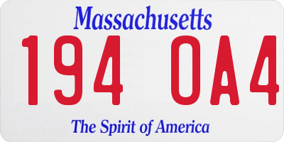 MA license plate 194OA4