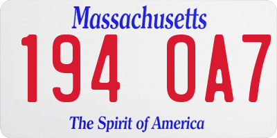 MA license plate 194OA7