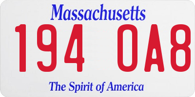 MA license plate 194OA8