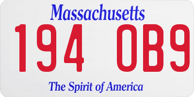 MA license plate 194OB9