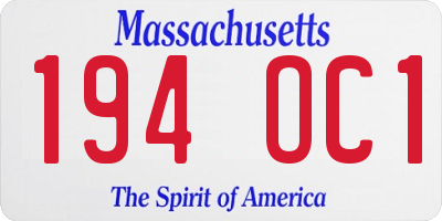 MA license plate 194OC1