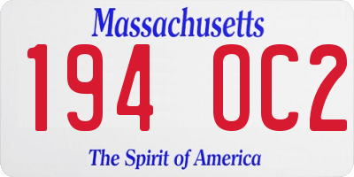 MA license plate 194OC2