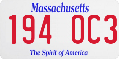 MA license plate 194OC3