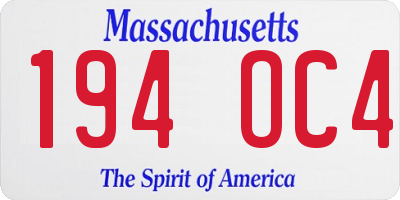 MA license plate 194OC4