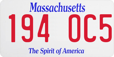 MA license plate 194OC5