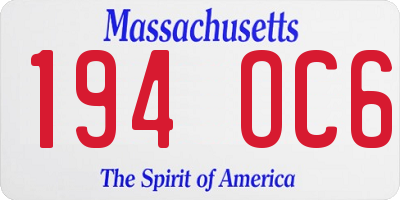 MA license plate 194OC6