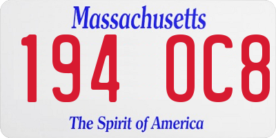 MA license plate 194OC8