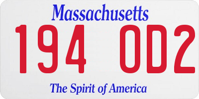 MA license plate 194OD2