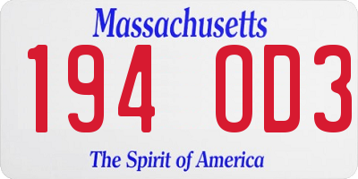 MA license plate 194OD3