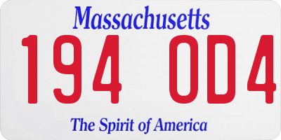MA license plate 194OD4