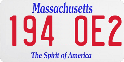 MA license plate 194OE2