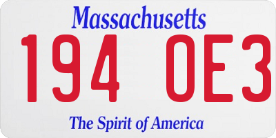 MA license plate 194OE3