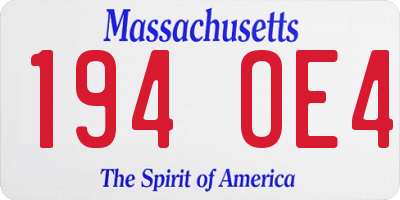 MA license plate 194OE4