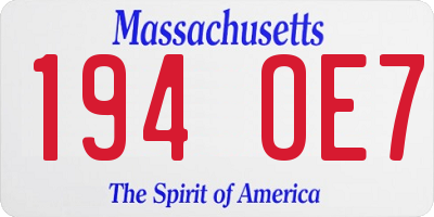 MA license plate 194OE7
