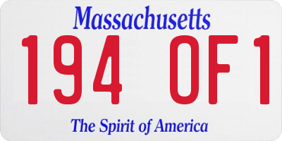 MA license plate 194OF1