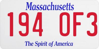 MA license plate 194OF3