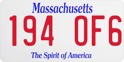 MA license plate 194OF6