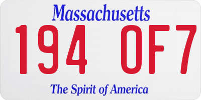 MA license plate 194OF7