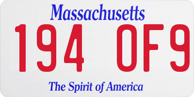 MA license plate 194OF9