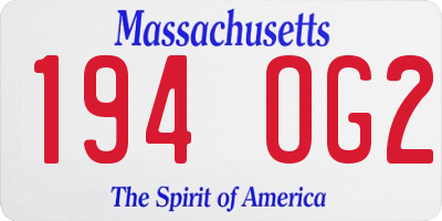 MA license plate 194OG2