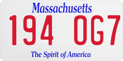 MA license plate 194OG7