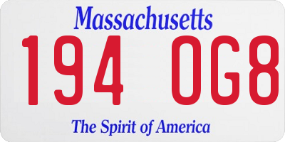 MA license plate 194OG8