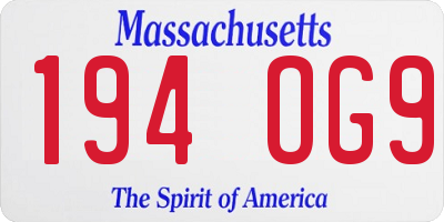 MA license plate 194OG9