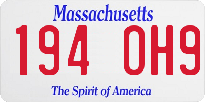 MA license plate 194OH9