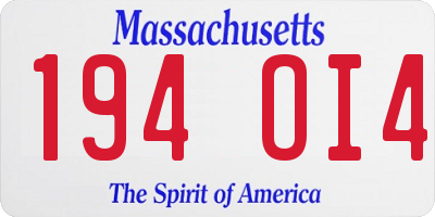 MA license plate 194OI4