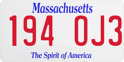 MA license plate 194OJ3