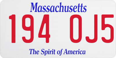 MA license plate 194OJ5
