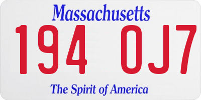 MA license plate 194OJ7