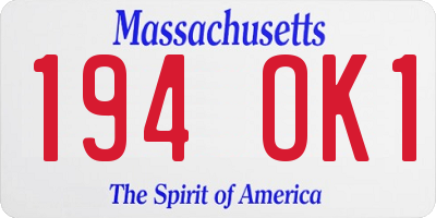 MA license plate 194OK1