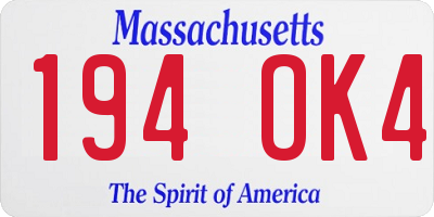 MA license plate 194OK4
