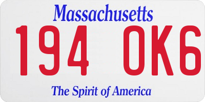 MA license plate 194OK6