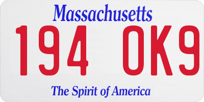 MA license plate 194OK9
