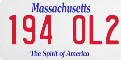 MA license plate 194OL2