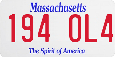 MA license plate 194OL4