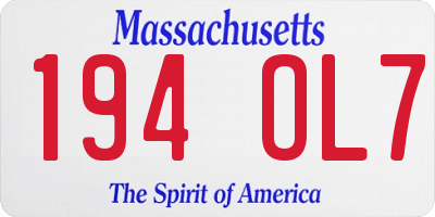 MA license plate 194OL7