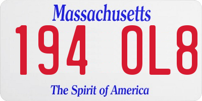 MA license plate 194OL8