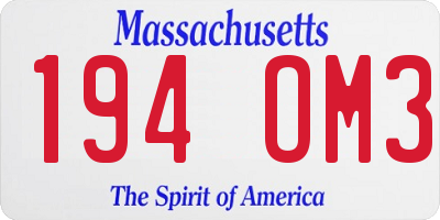 MA license plate 194OM3
