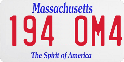 MA license plate 194OM4