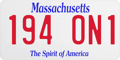 MA license plate 194ON1