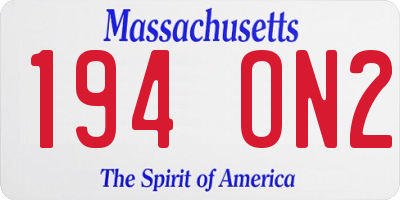 MA license plate 194ON2