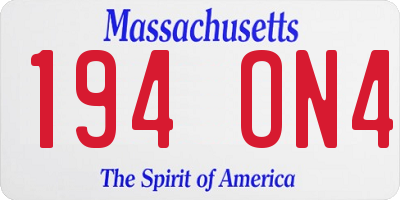 MA license plate 194ON4