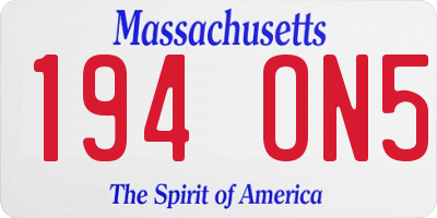 MA license plate 194ON5